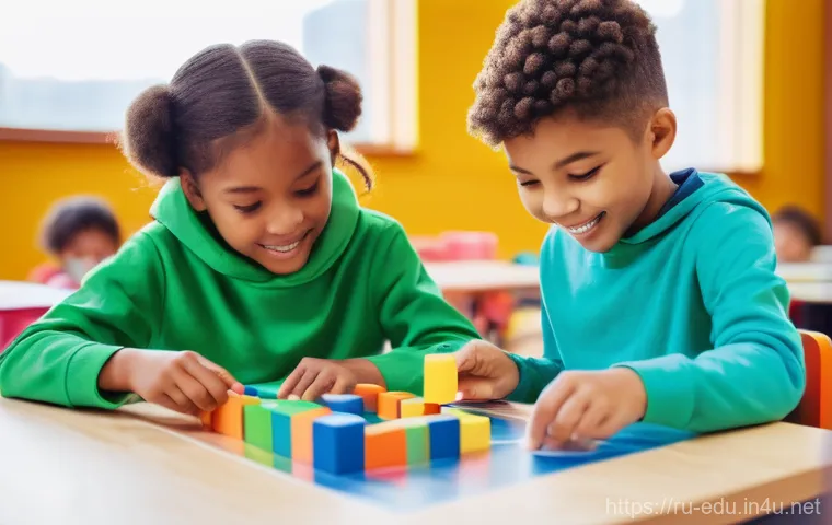 아이들의 생각 훈련 - **Prompt 1: Future Innovators at Play**
A vibrant, medium shot of three diverse children, aged b...
