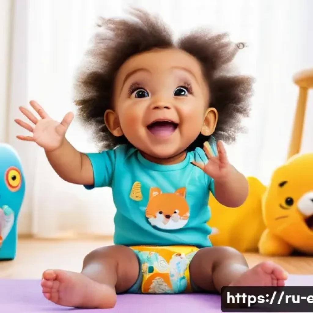 아이 영어 동요 - A joyful toddler, approximately 2-3 years old, with bright, curious eyes, is actively dancing and si...