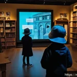 아동 체험학습 프로그램 - A vibrant and immersive scene of children aged 7-12 engaging in a historical time-travel quest using...